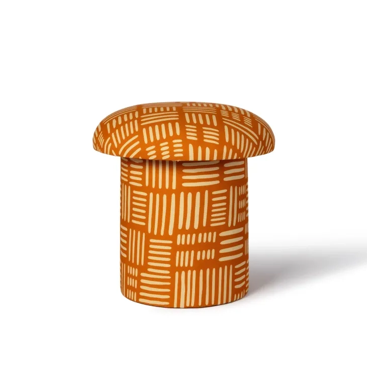 Lucy Rust Orange Upholstered Accent Stool