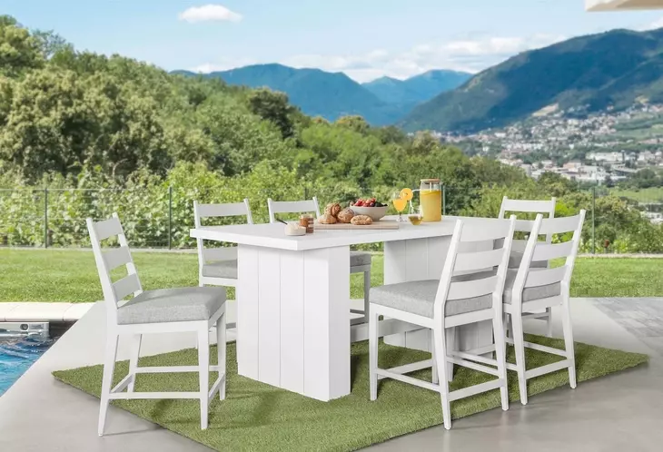 Nash Outdoor Dining Gray Upholstered Outdoor Bar Stool Set of 2