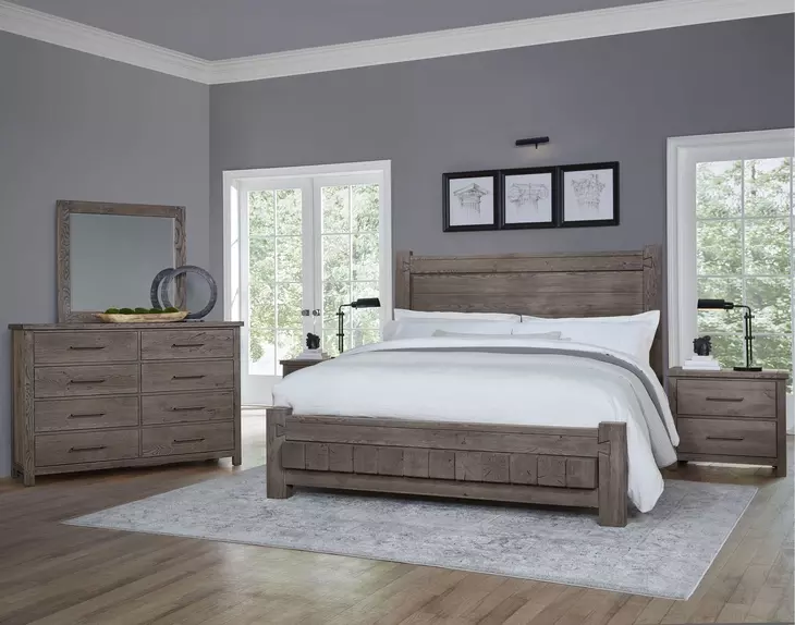 Dovetail Mystic Gray Poster Bedroom Set with Footboard