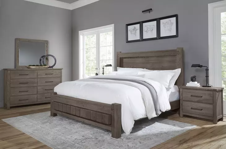 Dovetail Mystic Gray Poster Bedroom Set with Footboard