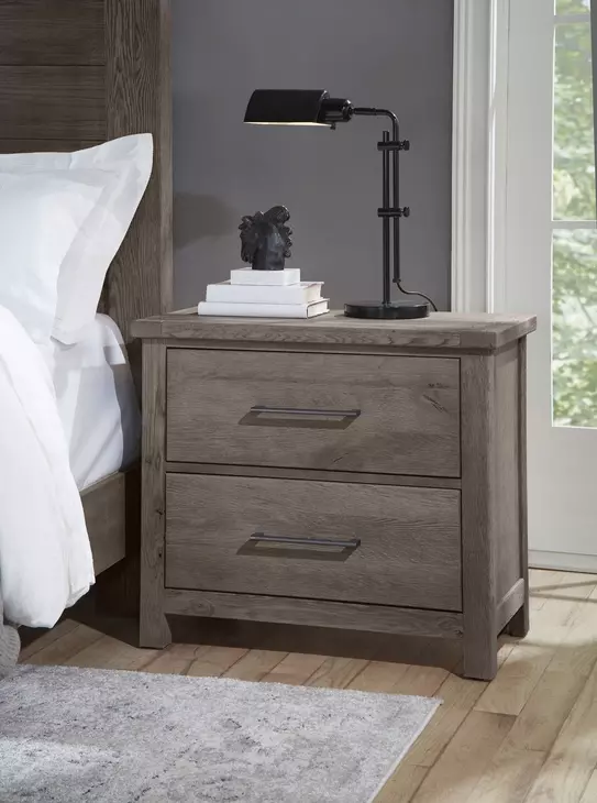Dovetail Mystic Gray 2 Drawer Nightstand
