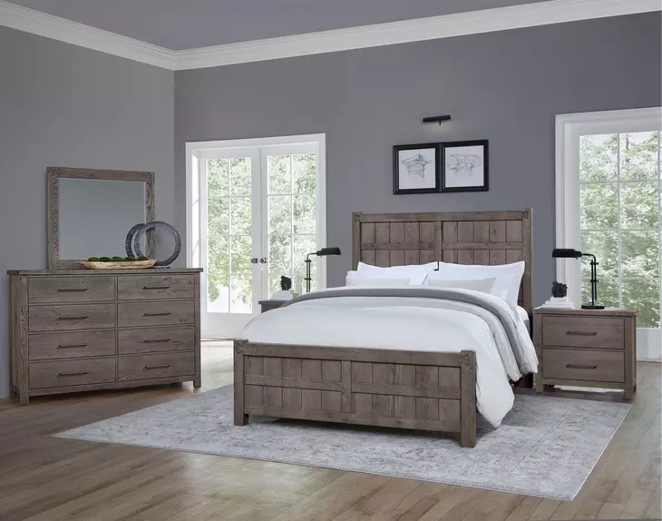 Dovetail Mystic Gray King Panel Bed