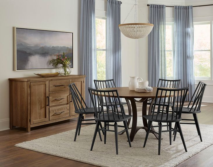 Dovetail Natural and Black Spindle Back Side Chair