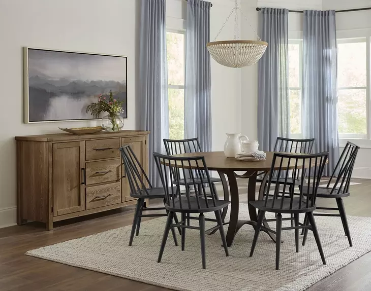 Dovetail Natural and Black Spindle Back Side Chair