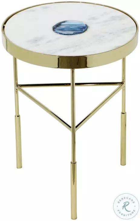 Delilah Polish Gold And White Accent Table