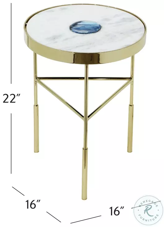Delilah Polish Gold And White Accent Table