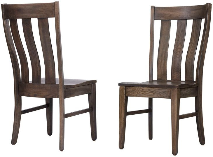 Dovetail Aged Gray Slat Back Side Chair