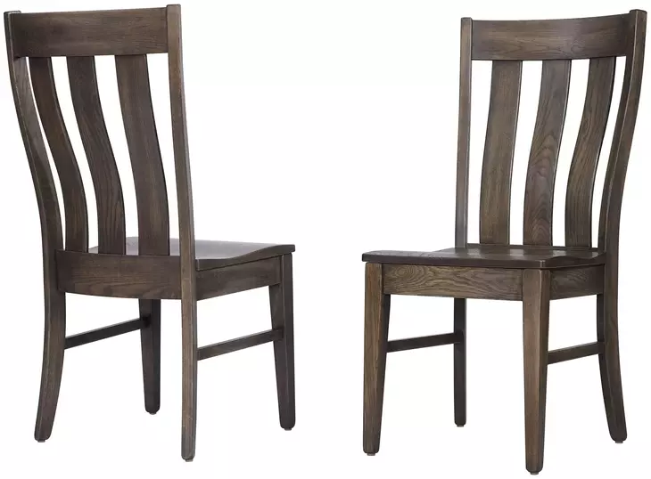Dovetail Aged Gray Slat Back Side Chair