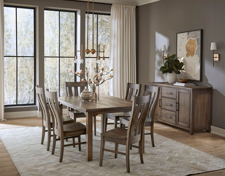 Dovetail Dining Aged Gray Dining Room Set