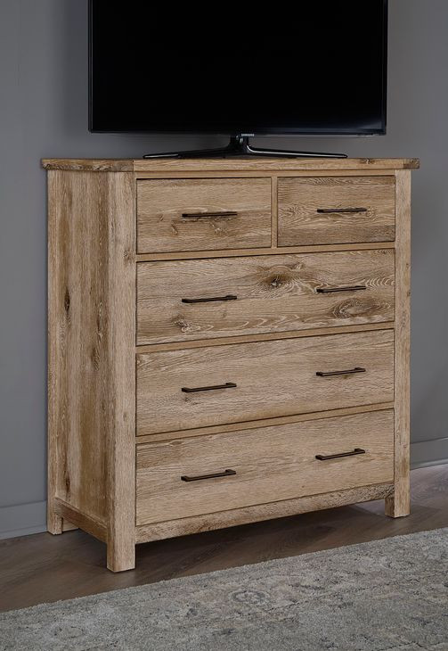 Dovetail Sun Bleached White 5 Drawer Standing Dresser