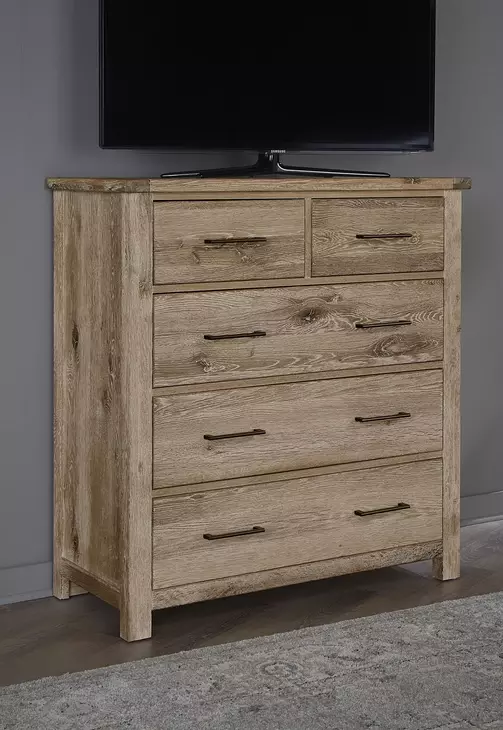 Dovetail Sun Bleached White 5 Drawer Standing Dresser