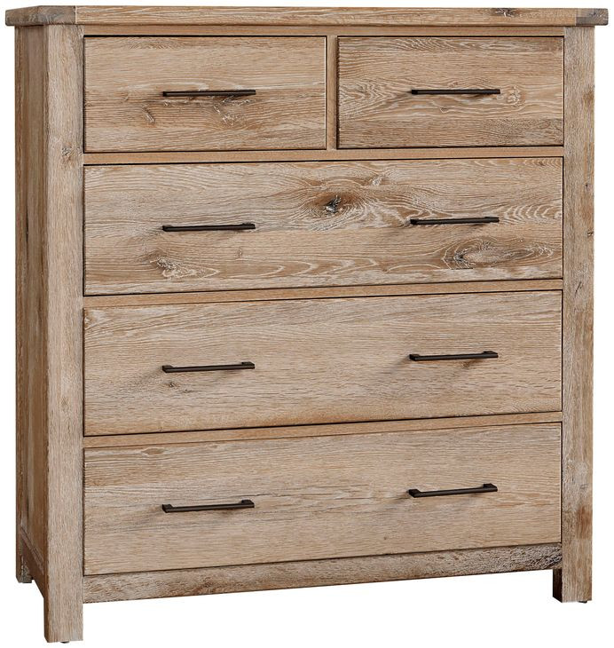 Dovetail Sun Bleached White 5 Drawer Standing Dresser