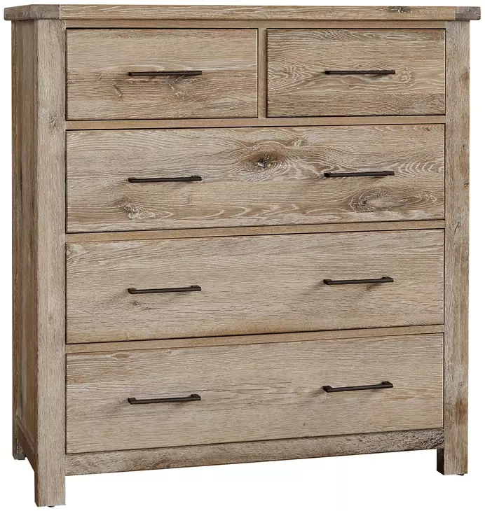 Dovetail Sun Bleached White 5 Drawer Standing Dresser