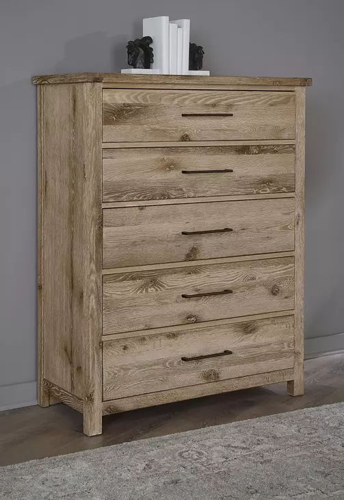 Dovetail Sun Bleached White 5 Drawer Chest