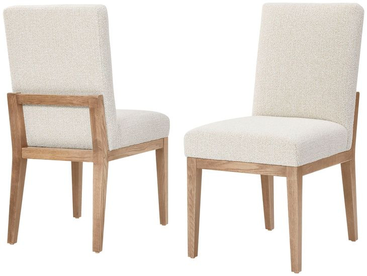Dovetail Bleached White and Oatmeal Performance Fabric Side Chair