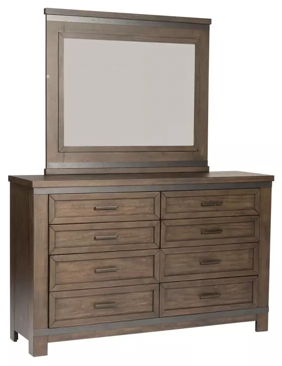 Briarwood Hills Rock Beaten Brown 8 Drawer Dresser with Mirror