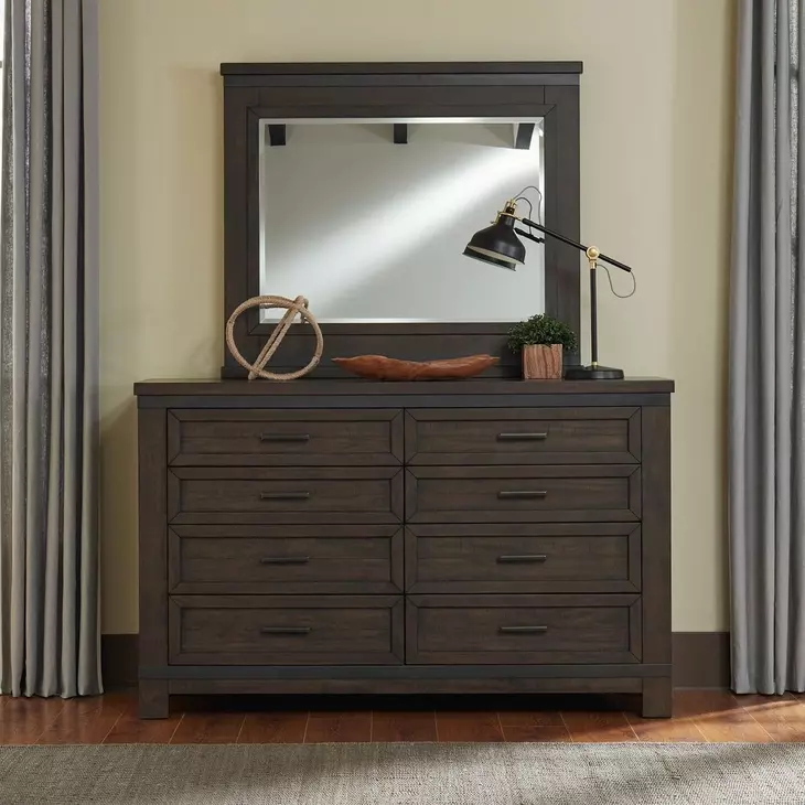 Briarwood Hills Rock Beaten Brown 8 Drawer Dresser with Mirror