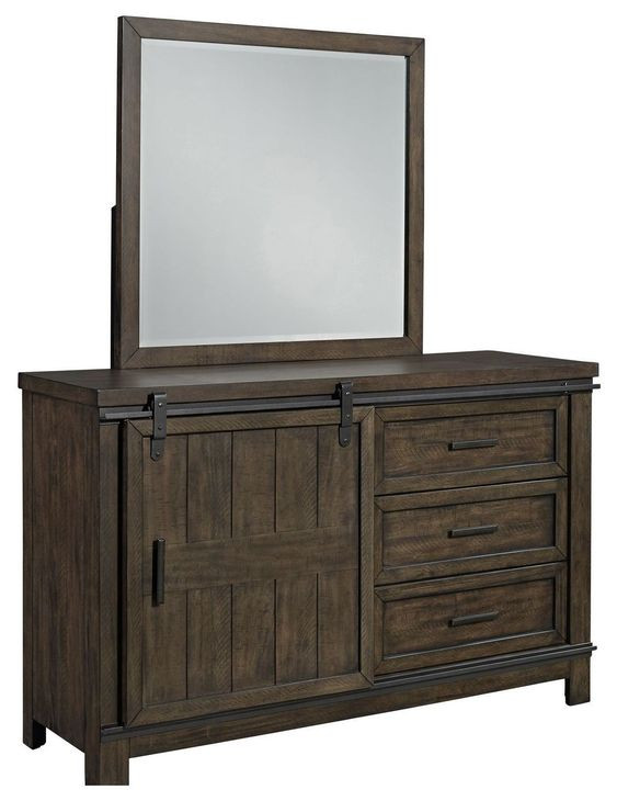 Thornwood Hills Rock Beaten Brown 3 Drawer Dresser with Mirror