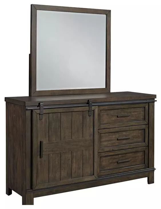 Briarwood Hills Rock Beaten Brown 3 Drawer Dresser with Mirror