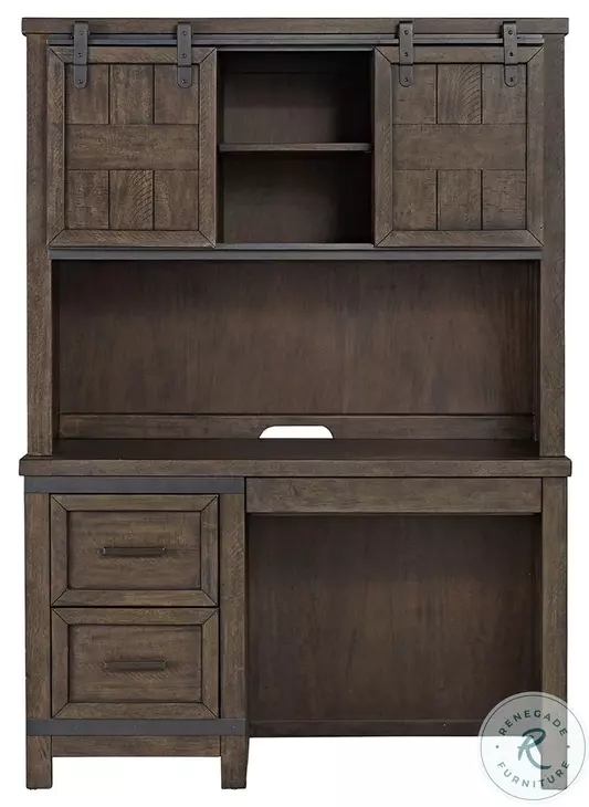 Thornwood Hills Rock Beaten Gray Student Desk with Hutch