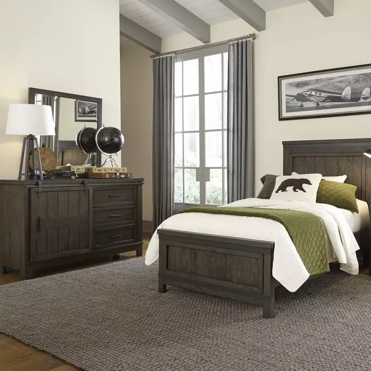 Briarwood Hills Rock Beaten Brown 3 Drawer Dresser with Mirror
