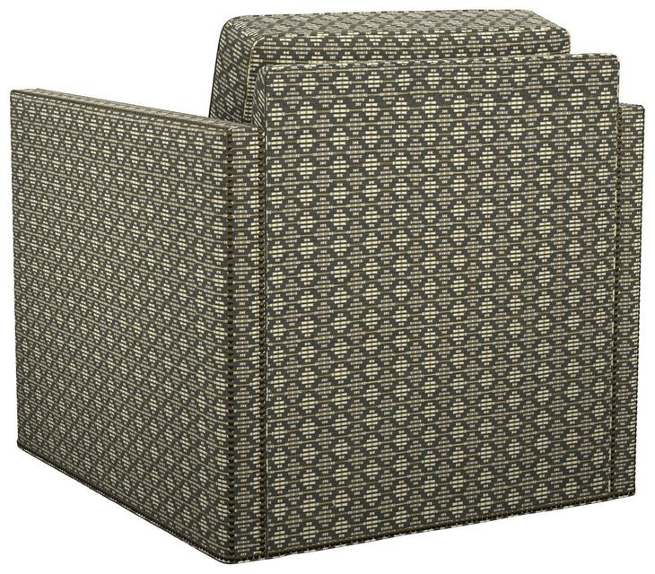 Hinsdale Gray and Brown Upholstered Swivel Chair with Nailhead Trim