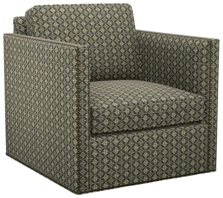 Hinsdale Gray and Brown Upholstered Swivel Chair with Nailhead Trim