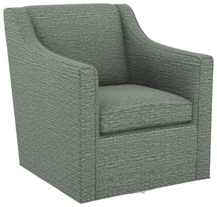 Barrier Blue Upholstered Swivel Chair with Nailhead Trim
