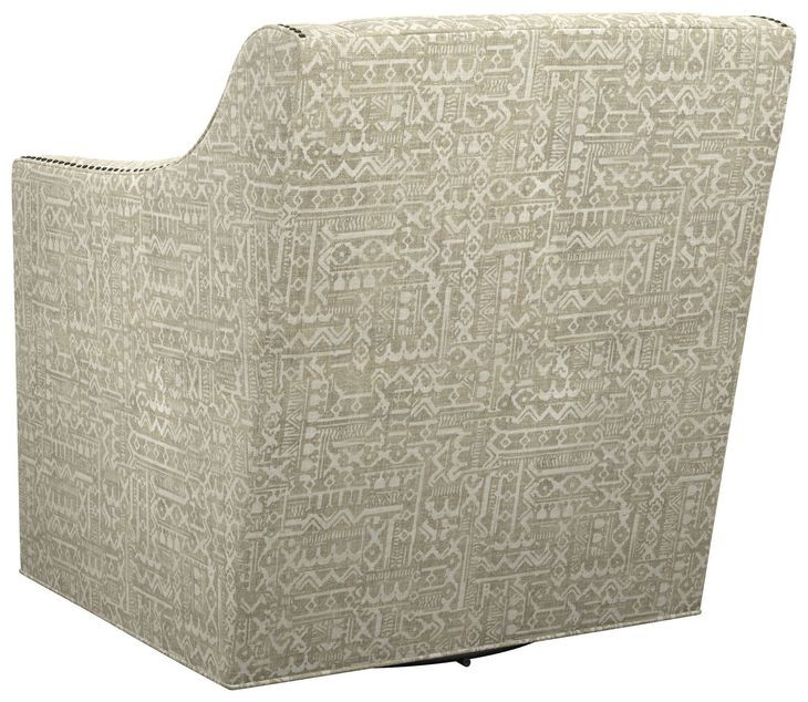 Barrier Beige Upholstered Swivel Chair with Nailhead Trim