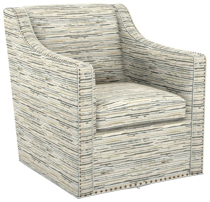 Barrier Cream Upholstered Swivel Chair with Nailhead Trim