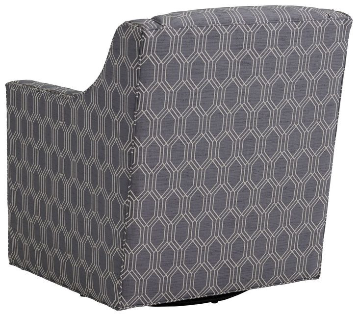 Barrier Gray Upholstered Swivel Chair with Nailhead Trim