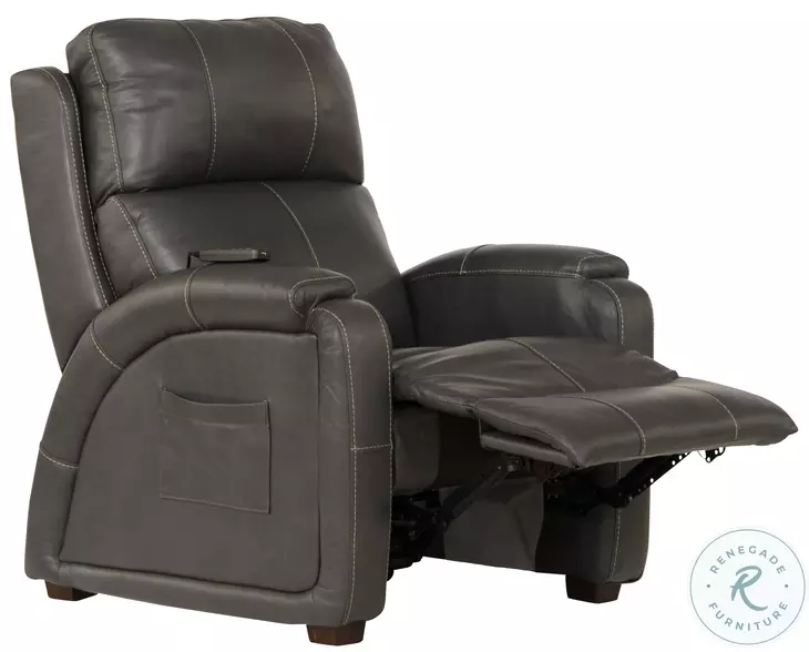 Reliever Gunmetal Lay Flat Power Recliner with Power Headrest