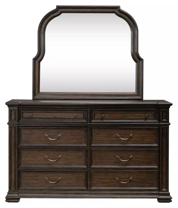 Provence Park Chateau Brown 8 Drawer Dresser with Mirror
