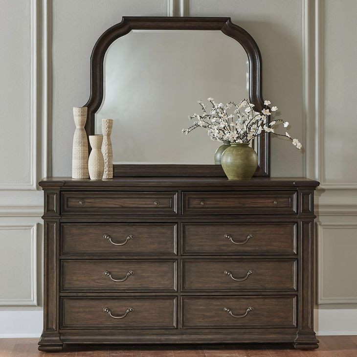 Lavande Grove Chateau Brown 8 Drawer Dresser with Mirror