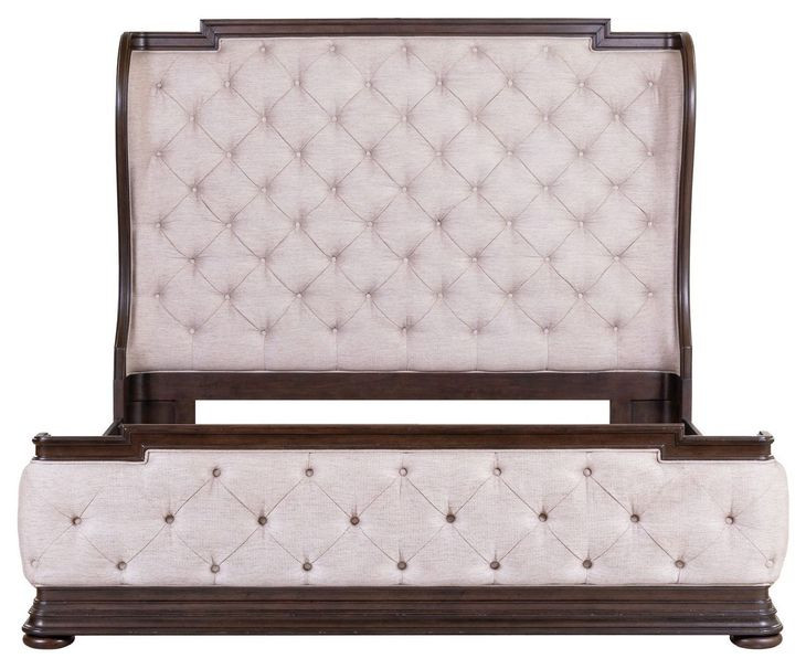 Provence Park Chateau Brown and Texture Cream King Upholstered Shelter Bed