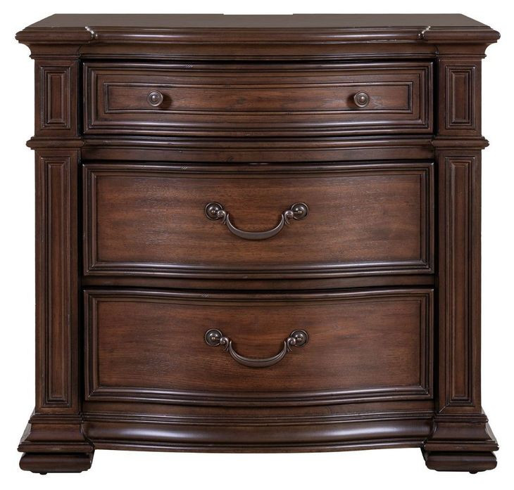 Provence Park Chateau Brown 3 Drawer Bedside Chest with USB Charging