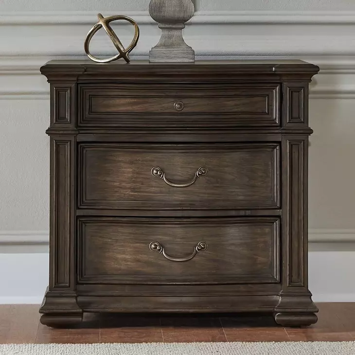 Provence Park Chateau Brown 3 Drawer Bedside Chest with USB Charging