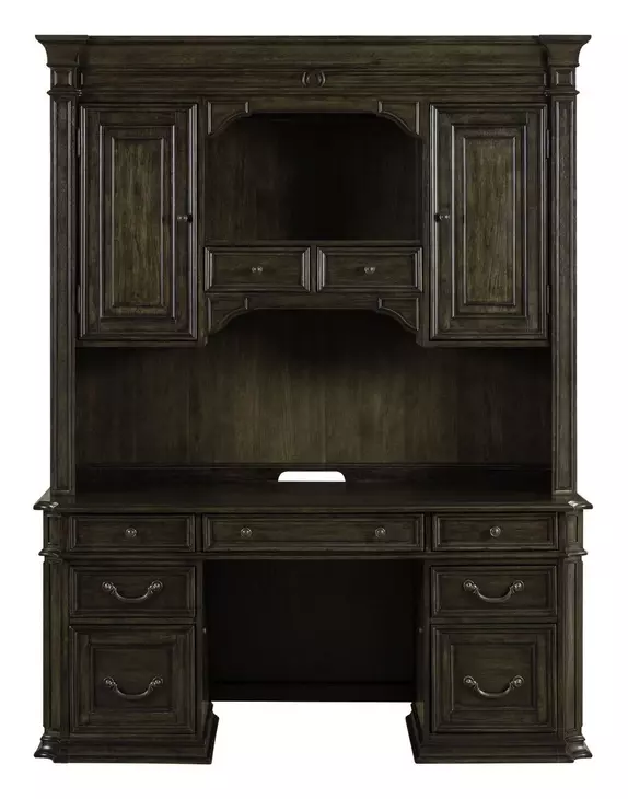 Parkside Estate Chateau Brown 66" Credenza and Hutch with LED