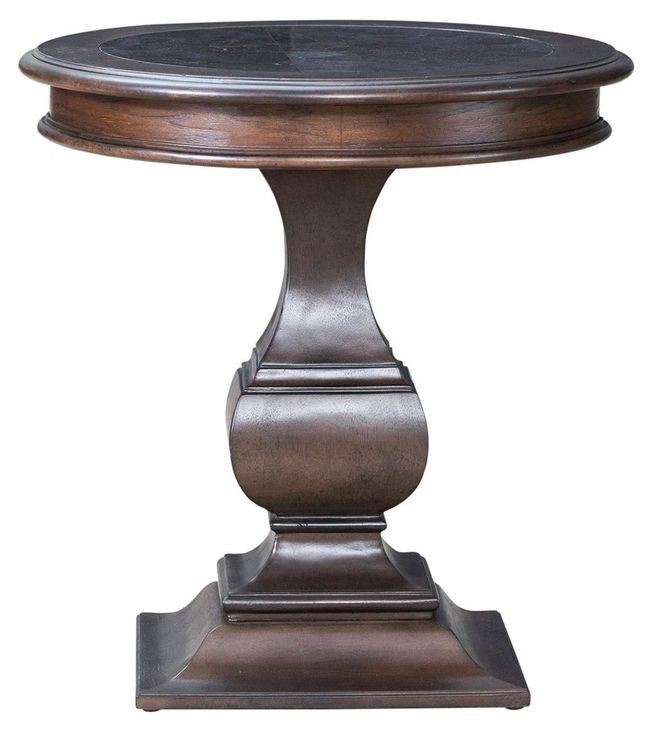 Provence Park Chateau Brown and Blue Round Stone Top End Table