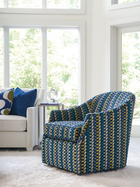 Escala Ariana Blue Upholstered Swivel Chair