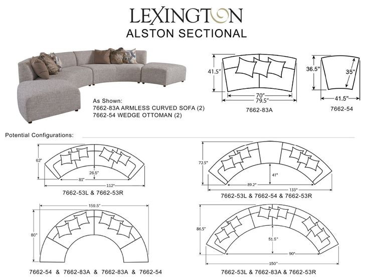 Alston Zanzibar Rust 4 Piece Modular Curved Sectional