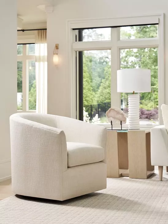 Sunset Key Candice Ivory Upholstered Swivel Chair