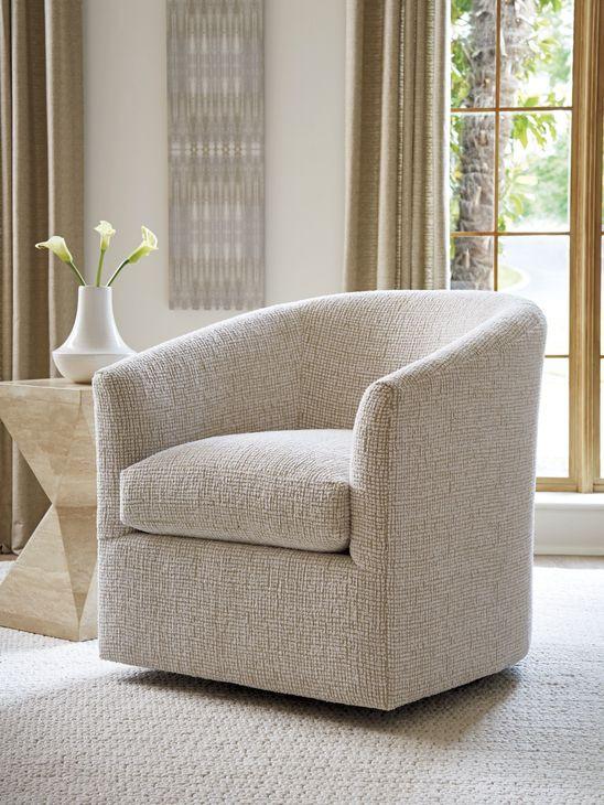 Sunset Key Candice Beige Upholstered Swivel Chair