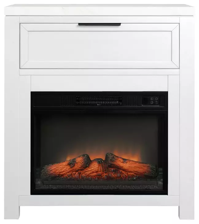 Fireside Consoles White Sintered Stone Top Fireside Console with USB Charging