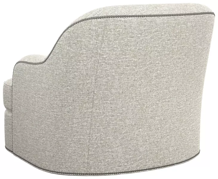 Alta Vista Gray Upholstered Swivel Chair with Nailhead Trim