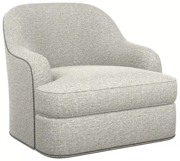 Alta Vista Gray Upholstered Swivel Chair with Nailhead Trim