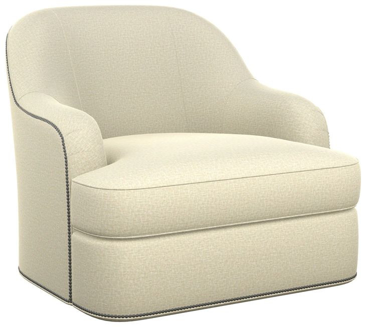 Alta Vista Cream Upholstered Swivel Chair with Nailhead Trim