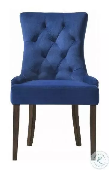 Farren Blue Velvet and Weathered Oak Side Chair with Nailhead Trim Set of 2