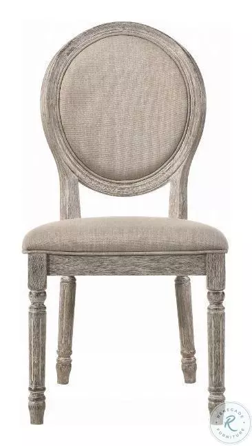 Faustine Tan Fabric and Salvaged Light Oak Side Chair Set of 2