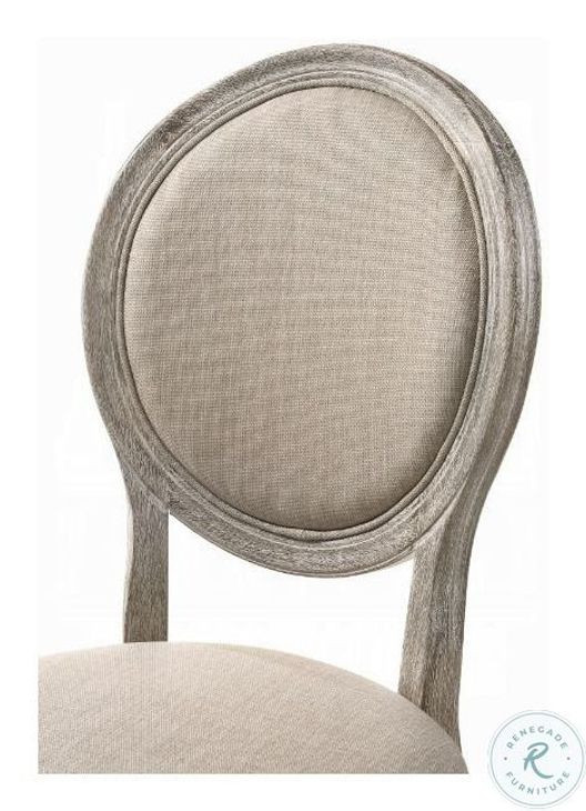 Faustine Tan Fabric and Salvaged Light Oak Side Chair Set of 2